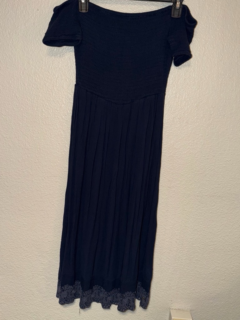 Roxy Women's Navy Blue Off-Shoulder Maxi Dress